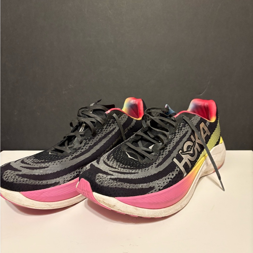 HOKA Mach X Black and Pink Running Shoes